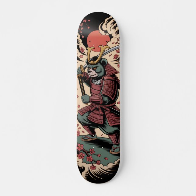 Samurai Green Bear warrior Skateboard (Framsida)