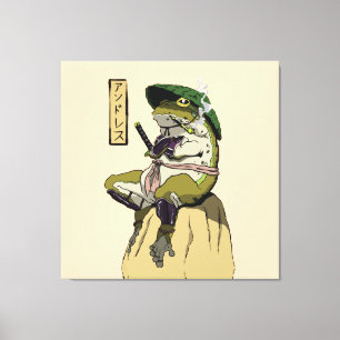 Samurai Groda Affisch Falskt Canvastryck Akryltryc