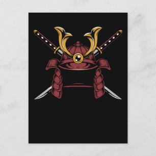 Samurai Helmet Japanska Samurai Warrior Vykort