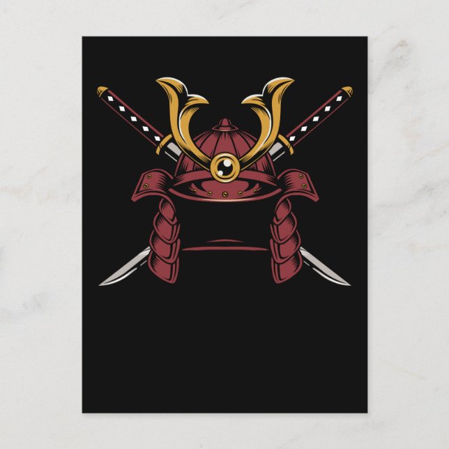 Samurai Helmet Japanska Samurai Warrior Vykort (Framsida)