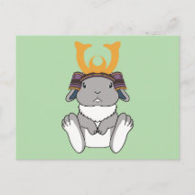 Samurai Holland Lop Rabbit Warrior Gray