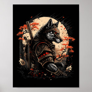 Samurai Hund Japanska Tatto Graphic För manar Boys Poster