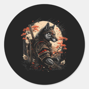 Samurai Hund Japanska Tatto Graphic För manar Boys Runt Klistermärke