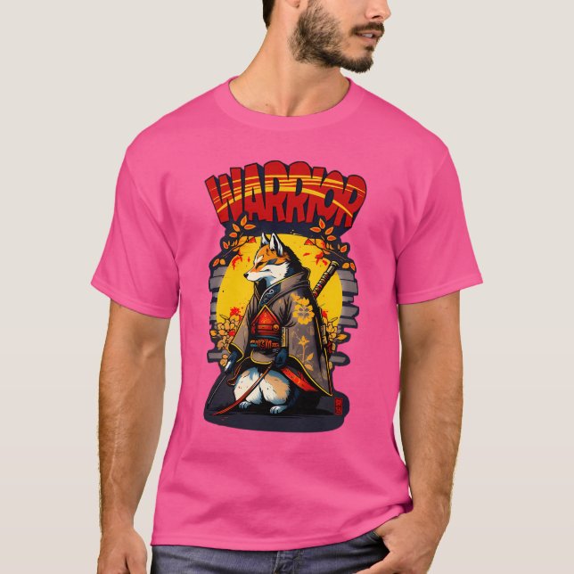 Samurai Hund - Warrior Hundar T Shirt (Framsida)