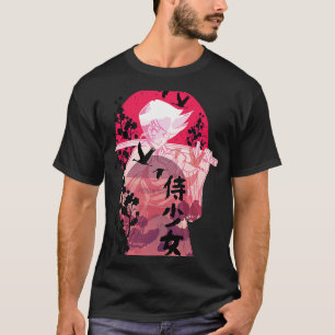 Samurai i måne silhouette t shirt