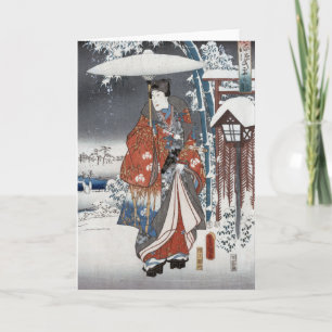 Samurai i snöhälsningkort kort