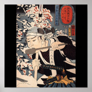 Samurai i snön med ett spjut C. 1800's Poster