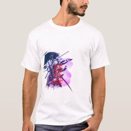 Samurai Ink Art T-Shirt-Double Sided Blue & Green T Shirt