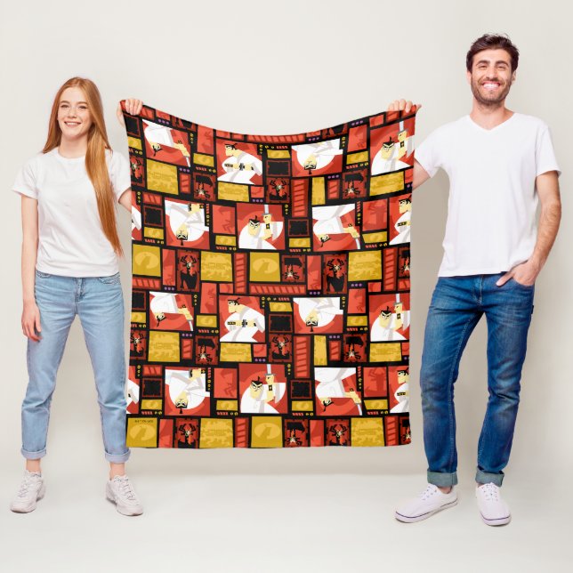 Samurai Jack & Aku Character Art Panel Mönster Fleecefilt (På plats)