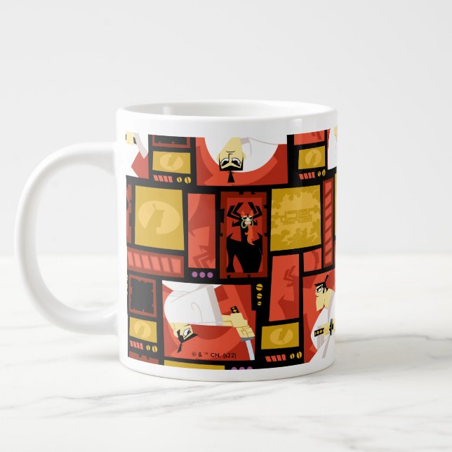 Samurai Jack & Aku Character Art Panel Pattern Jumbo Mugg (Vänster)