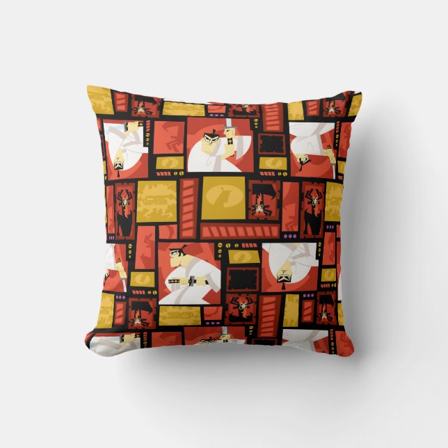 Samurai Jack & Aku Character Art Panel Pattern Kudde (Framsida)