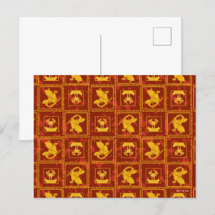 Samurai Jack & Aku Golden Silhouette Tile Mönster Vykort