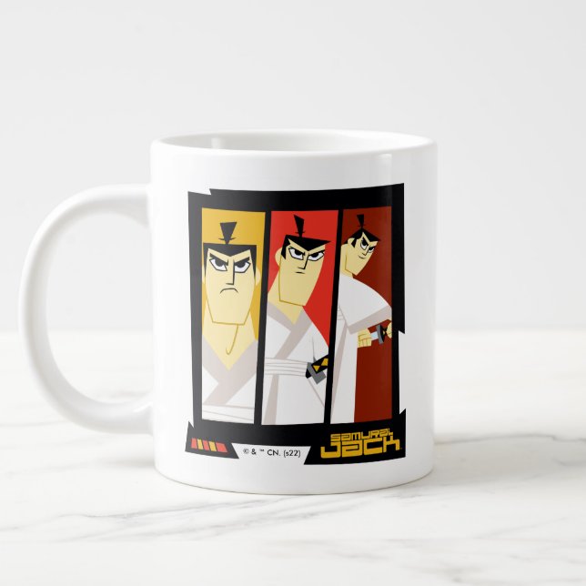 Samurai Jack Character Tri-Panel Futuristic Frame Jumbo Mugg (Vänster)