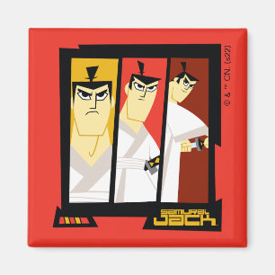 Samurai Jack Character Tri-Panel Futuristiska Ram Magnet