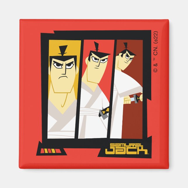Samurai Jack Character Tri-Panel Futuristiska Ram Magnet (Framsidan)