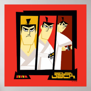 Samurai Jack Character Tri-Panel Futuristiska Ram Poster