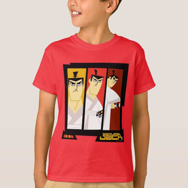Samurai Jack Character Tri-Panel Futuristiska Ram T Shirt (Framsida)
