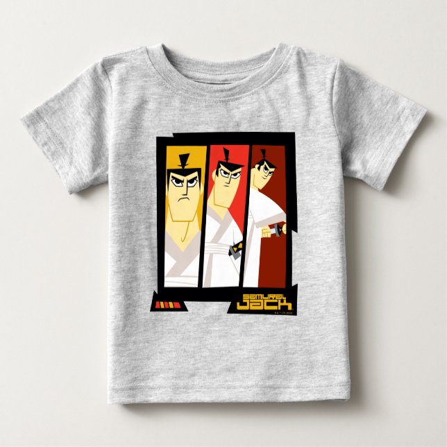 Samurai Jack Character Tri-Panel Futuristiska Ram T Shirt (Framsida)