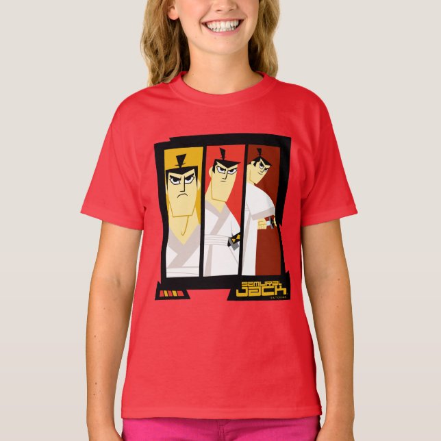 Samurai Jack Character Tri-Panel Futuristiska Ram T Shirt (Framsida)