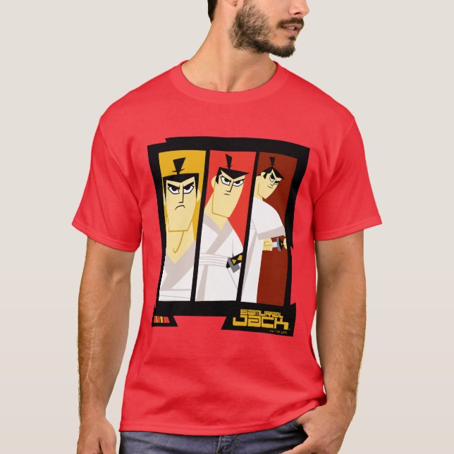 Samurai Jack Character Tri-Panel Futuristiska Ram T Shirt (Framsida)