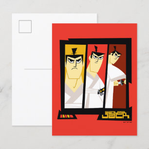 Samurai Jack Character Tri-Panel Futuristiska Ram Vykort