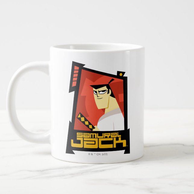 Samurai Jack Smiling Futuristic Frame Graphic Jumbo Mugg (Vänster)