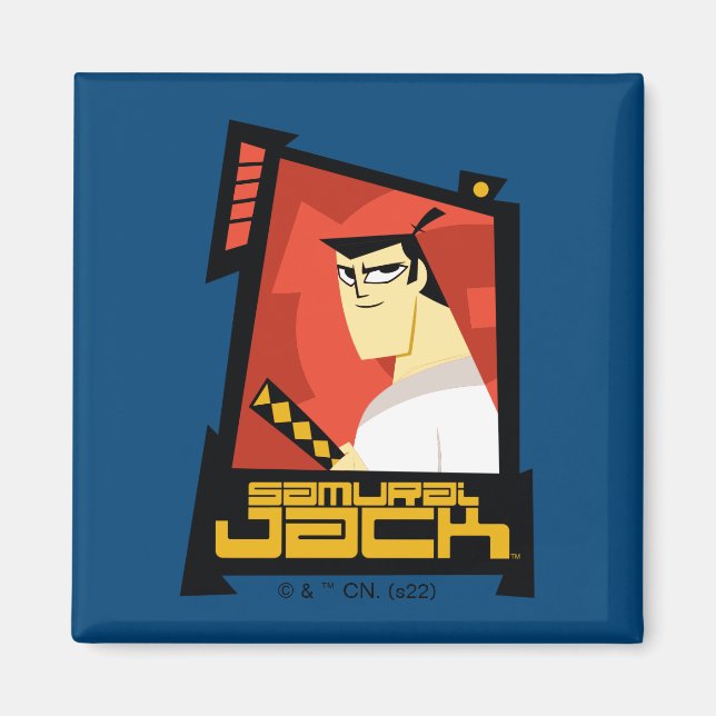 Samurai Jack Smiling Futuristiska Ram Graphic Magnet (Framsidan)