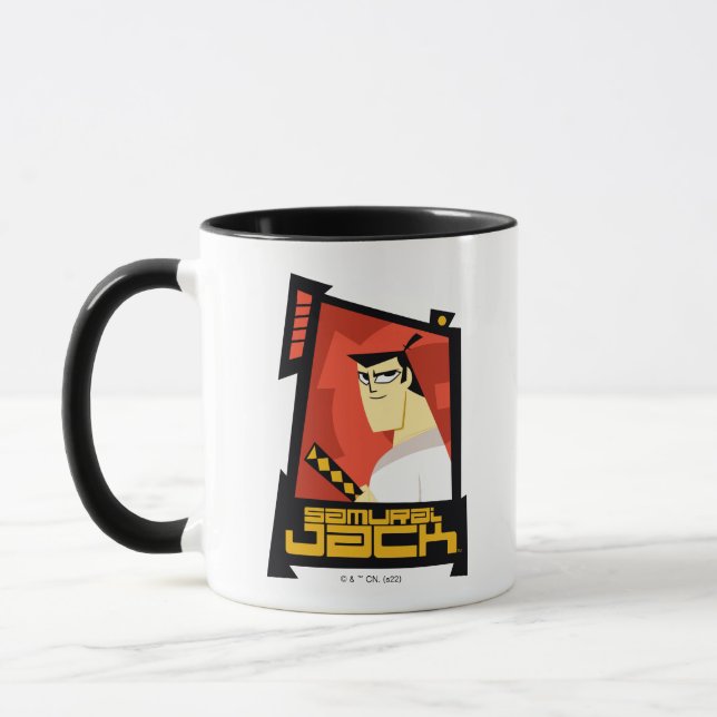 Samurai Jack Smiling Futuristiska Ram Graphic Mugg (Vänster)