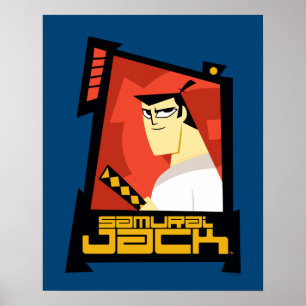 Samurai Jack Smiling Futuristiska Ram Graphic Poster