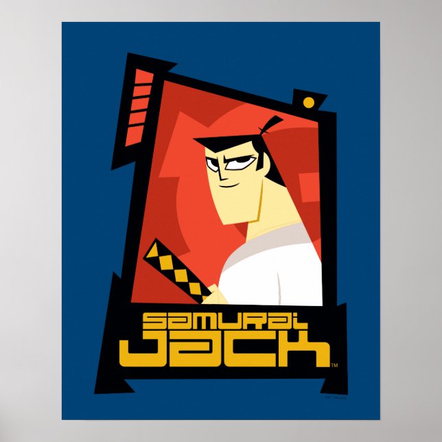 Samurai Jack Smiling Futuristiska Ram Graphic Poster (Framsidan)