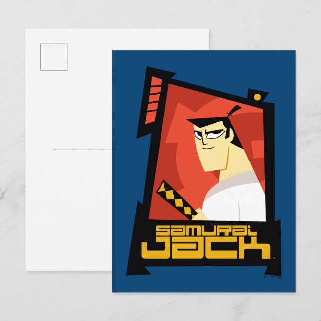 Samurai Jack Smiling Futuristiska Ram Graphic Vykort (Fram/baksida)