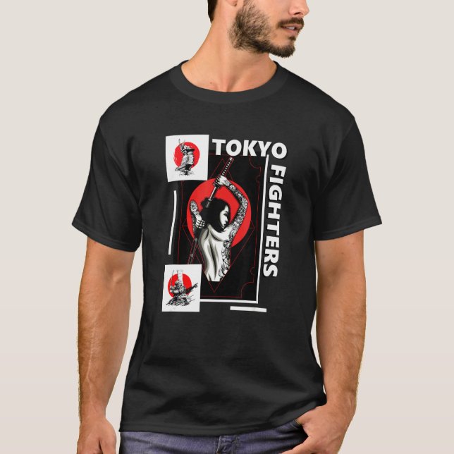 Samurai Japan Girl Clipart Stil Warrior Streetwea T Shirt (Framsida)