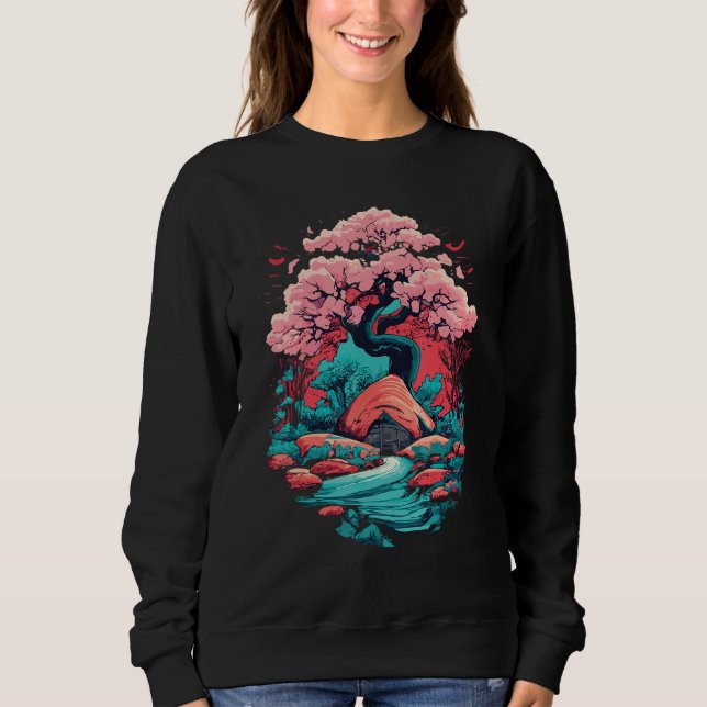 Samurai japansk Art Cherry Blommar Sakura Graphic T Shirt (Framsida)