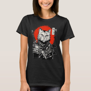 Samurai japansk Cat Bushido Warrior Katana Sword T Shirt