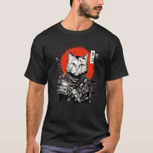 Samurai japansk Cat Bushido Warrior Katana Sword T Shirt