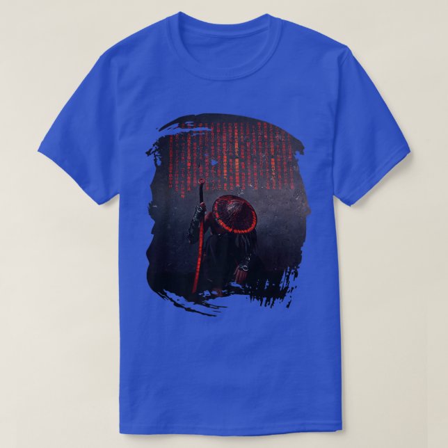Samurai japansk krigare med sword Carved Write T Shirt (Design framsida)