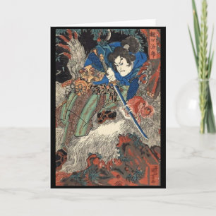 Samurai Japansk målning c. 1 800 Kort