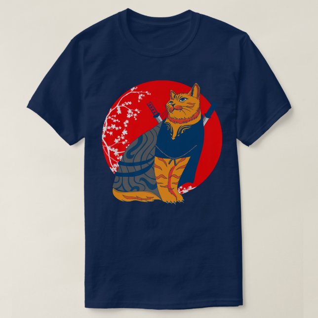 Samurai Japanska Fighter Cat Martial Arts Samurai  T Shirt (Design framsida)