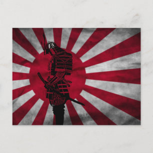 Samurai Japanska flagga Vykort