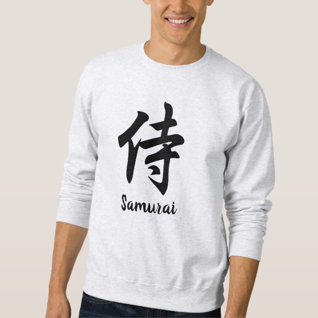 Samurai Japanska Kanji Lång Ärmad Tröja (Framsida)