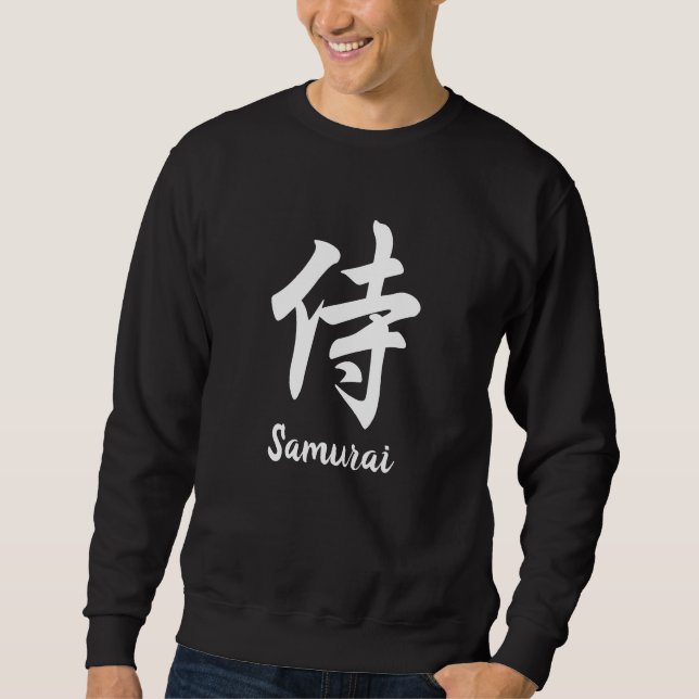 Samurai Japanska Kanji Lång Ärmad Tröja (Framsida)