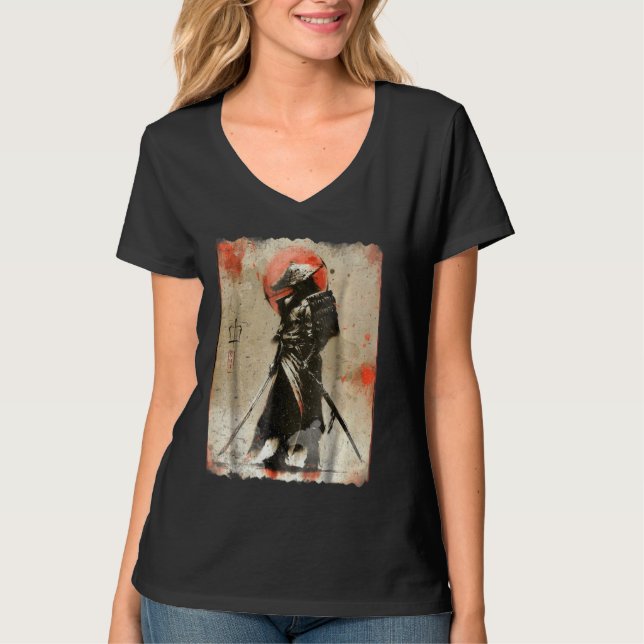 Samurai Japanska Retro Art Prin Bushido T Shirt (Framsida)
