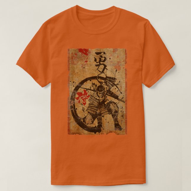 Samurai Japanska Retro Art Print Bushido Japan Kri T Shirt (Design framsida)