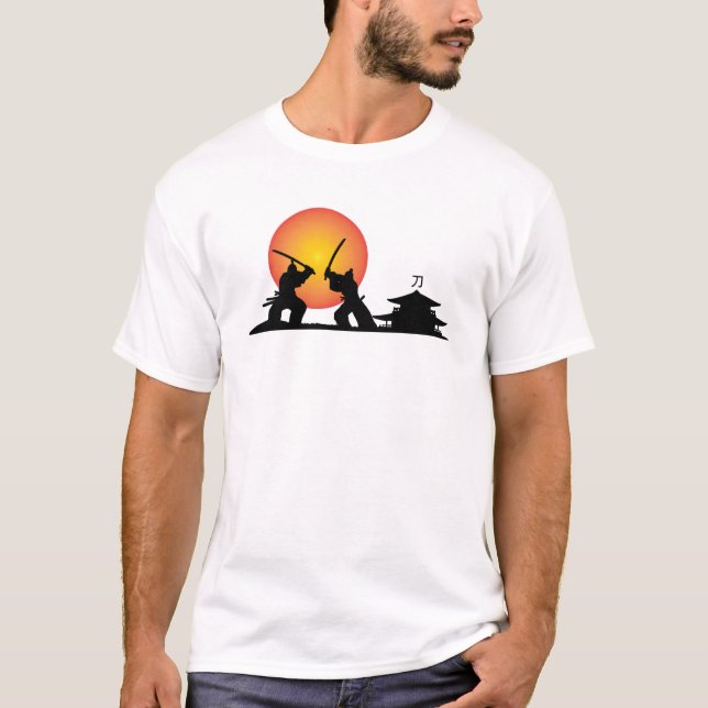 Samurai, japanska, Tshirt, DAM-Kreativ T Shirt (Framsida)
