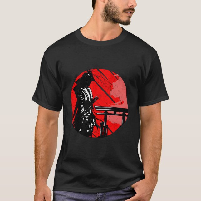 Samurai Japanska Warrior Retro Art Print I Samurai T Shirt (Framsida)