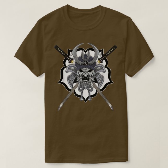 Samurai Kabuto Ronin Mask med Katana T Shirt (Design framsida)