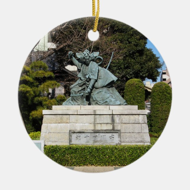 Samurai Kamakura Gongoro Kagemasa Kabuki Statue Julgransprydnad Keramik (Framsidan)