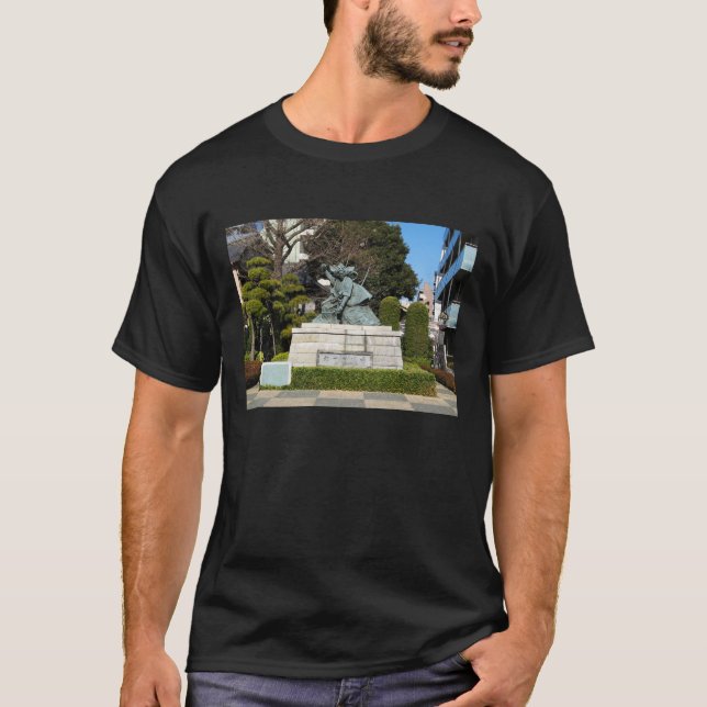 Samurai Kamakura Gongoro Kagemasa Kabuki Statue T Shirt (Framsida)