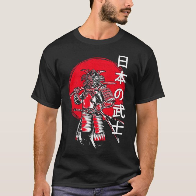 Samurai Kanji Japanska Warrior T Shirt (Framsida)