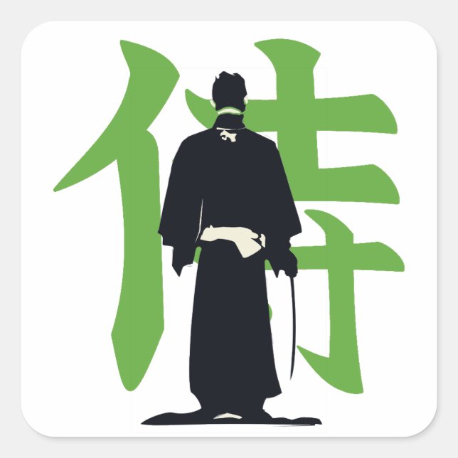 Samurai Kanji sticker Fyrkantigt Klistermärke (Framsida)